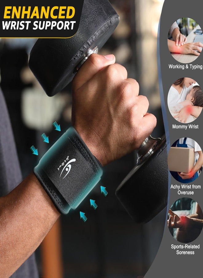 HiRui Wrist Compression Strap Wrist Brace Wrist Wraps for Fitness, Weight Lifting, Tendonitis, Carpal Tunnel Arthritis, Pain Relief, Great Support for Men Women, Adjustable (2 PCS) - Image 2