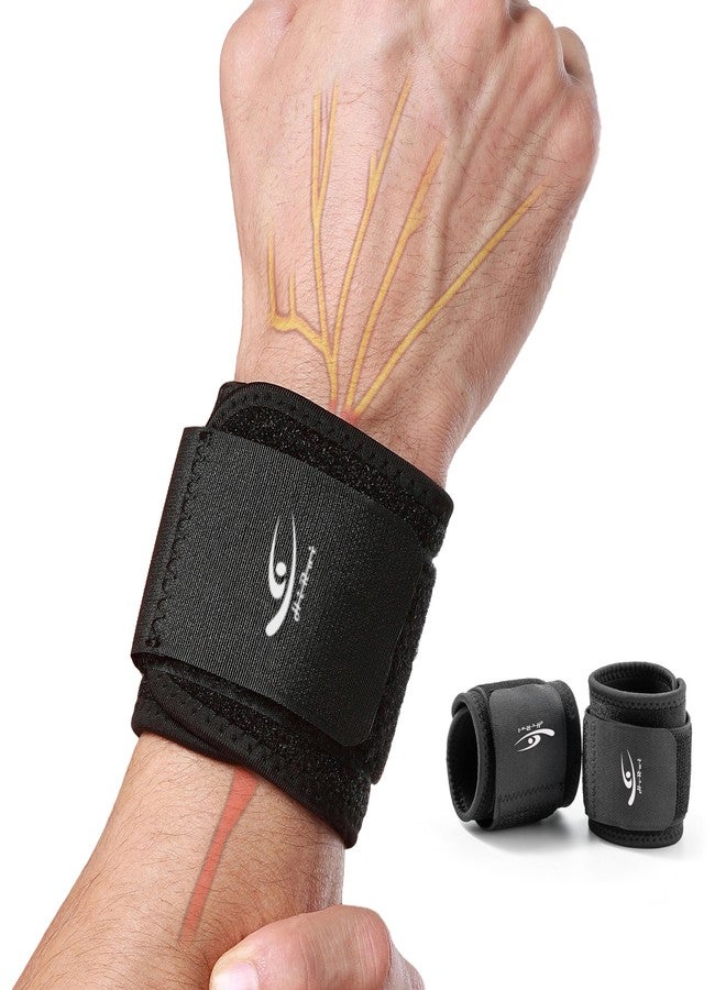 HiRui Wrist Compression Strap Wrist Brace Wrist Wraps for Fitness, Weight Lifting, Tendonitis, Carpal Tunnel Arthritis, Pain Relief, Great Support for Men Women, Adjustable (2 PCS) - Image 1