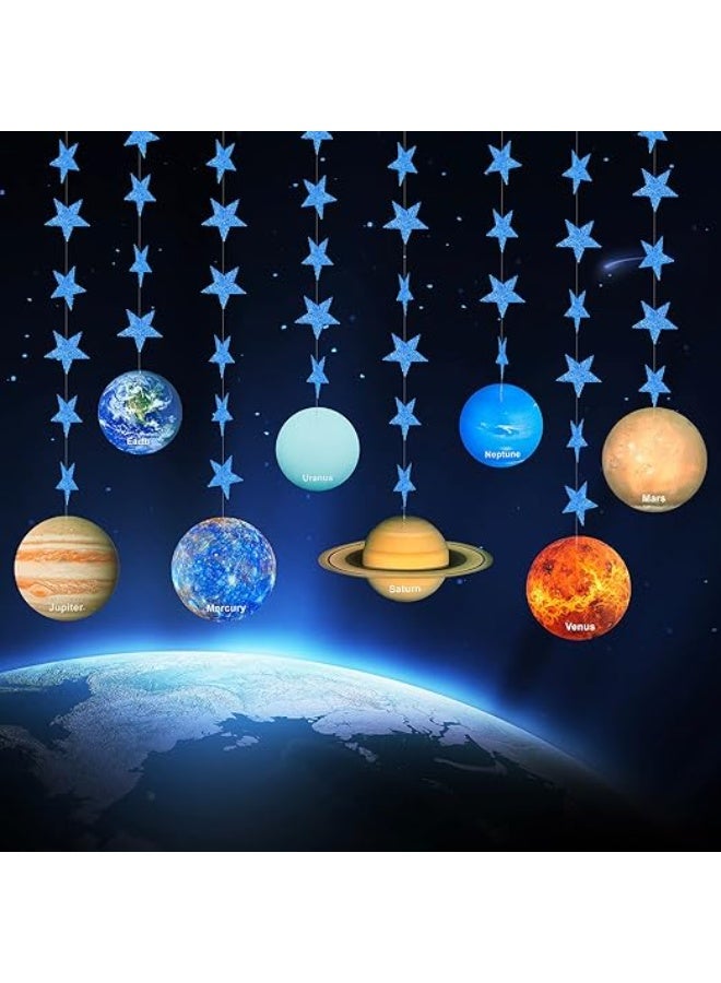Solar System Banner, 8 Planets  Blue Star Fancy Paper Garland For Kids' Bedroom, Astronaut Birthday Party Decor (No Color Specified) - Image 1