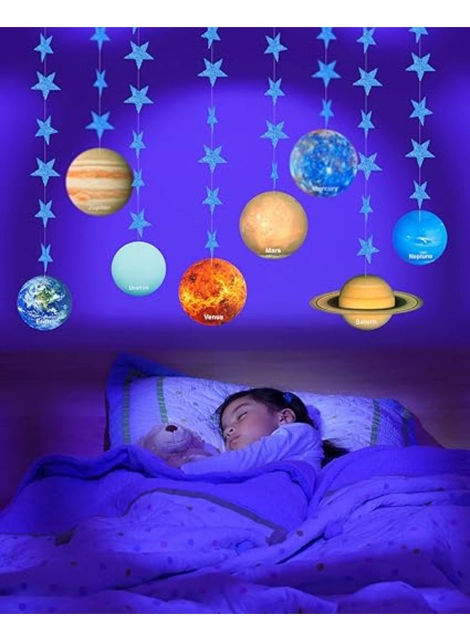 Solar System Banner, 8 Planets  Blue Star Fancy Paper Garland For Kids' Bedroom, Astronaut Birthday Party Decor (No Color Specified) - Image 3