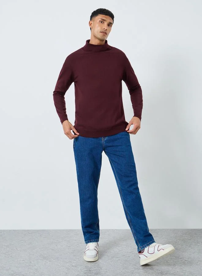 Styli Maroon Turtleneck Sweater