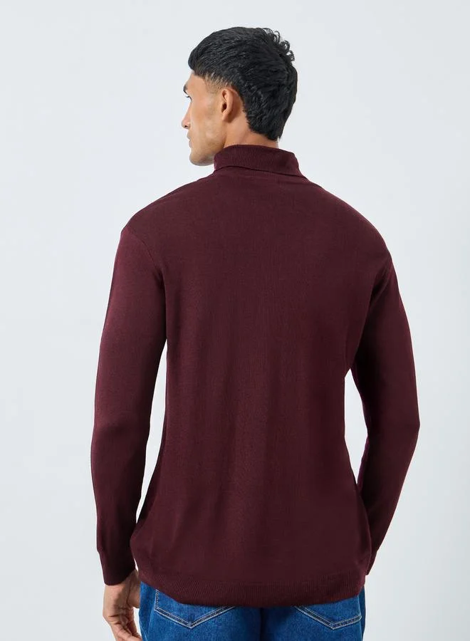 Styli Maroon Turtleneck Sweater