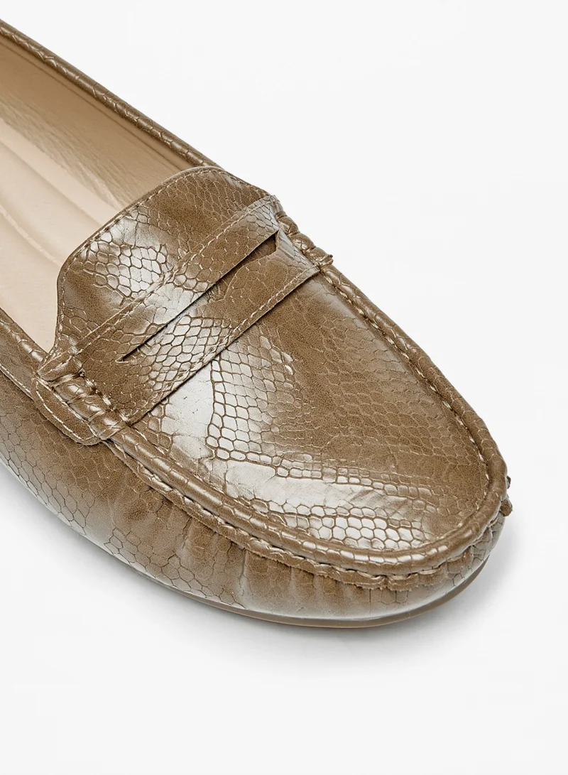 Flora Bella By Shoexpress Womens Textured Slip On Loafers By Shoexpress