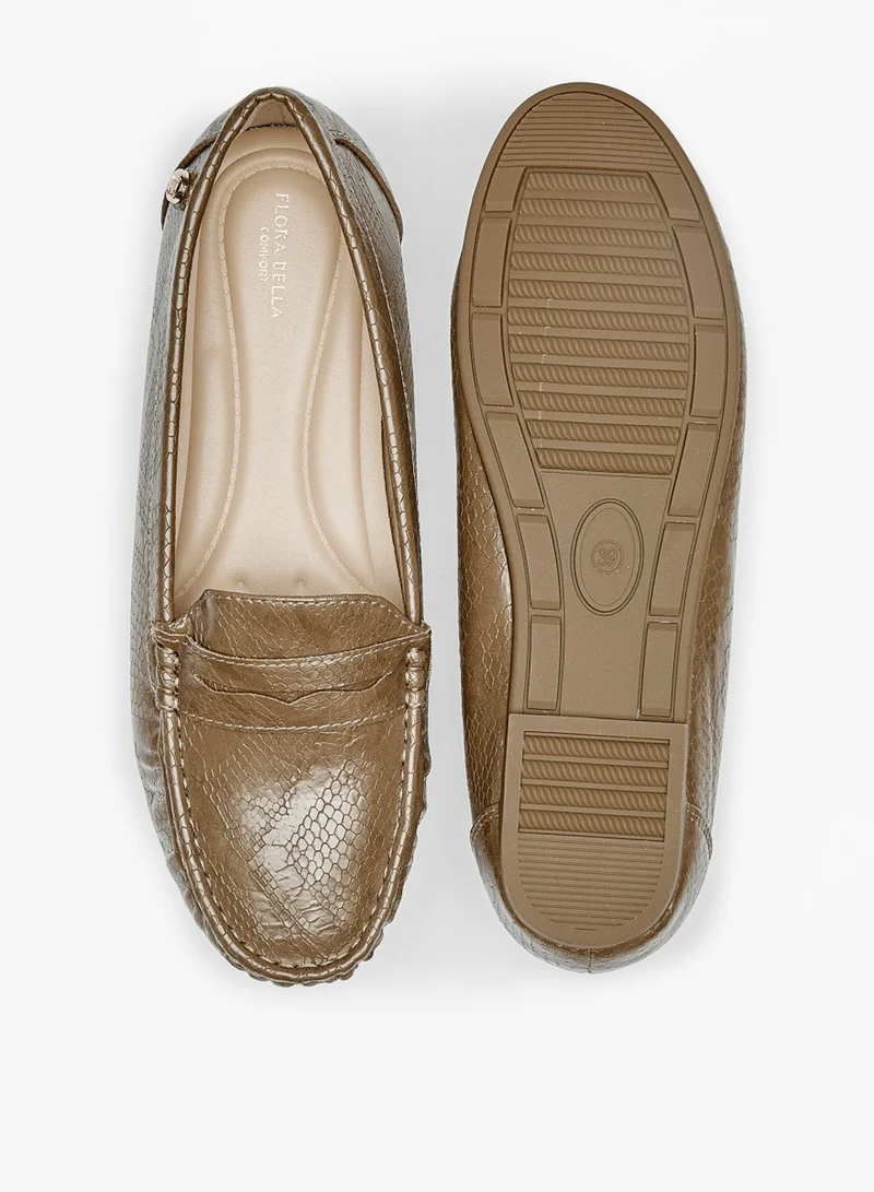 Flora Bella By Shoexpress Womens Textured Slip On Loafers By Shoexpress