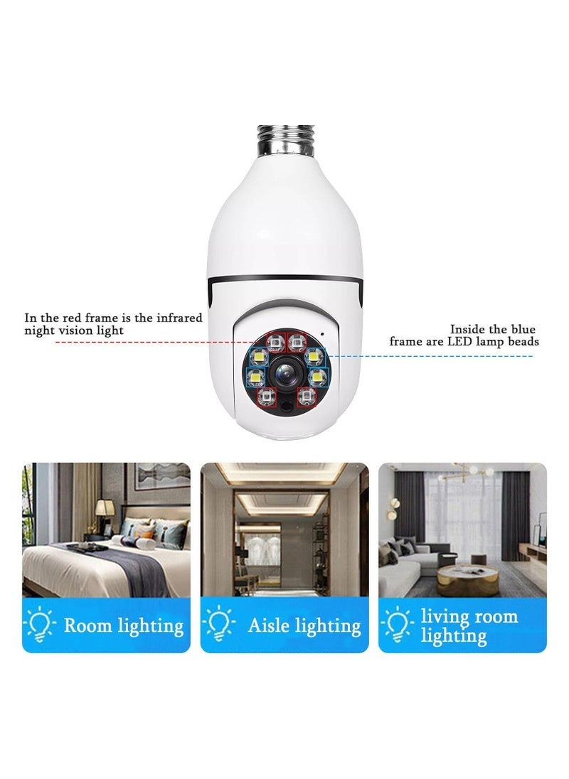 WiFi Panorama Camera & Wireless WIFI Outdoor CCTV Monitor Smart Home Security, Easy To View Install, Your Ultimate Home Sentinel Wireless Light Bulb Monitor Camera 1080P 2MP WiFi Smart Camera Night Vision 2 way Talk Motion Detection APP Remote Monitor