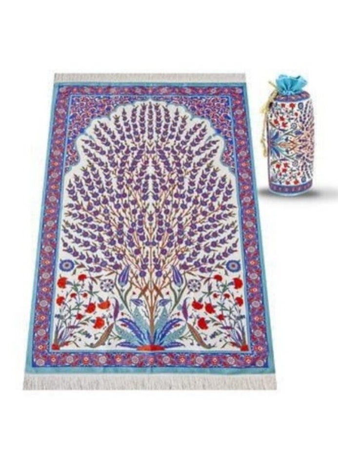 100 Naturals - Sajadati Prayer Mat Tree Design In a Pouch, Portable and On The Go Premium Quality  Made in Turkey 60x120cm - Image 1