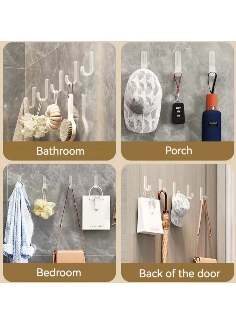 Excefore Acrylic Wall Hooks Reusable Seamless Hooks for Hanging Waterproof Adhesive Hooks Transparent Towel Bath Hooks Wall Hooks Stick on Bathroom or Kitchen 10PCS  - Image 2