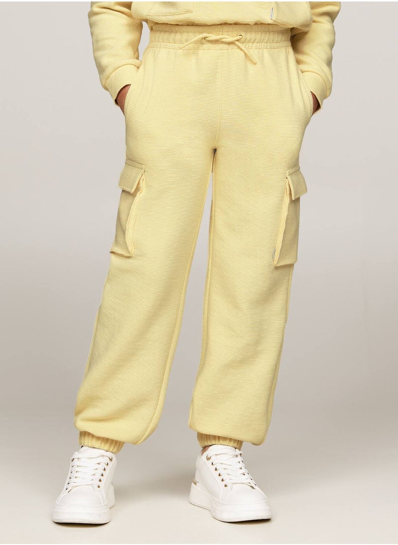 TOMMY HILFIGER Girls' Utility Sweatpants - Cotton, Yellow  - Image 1