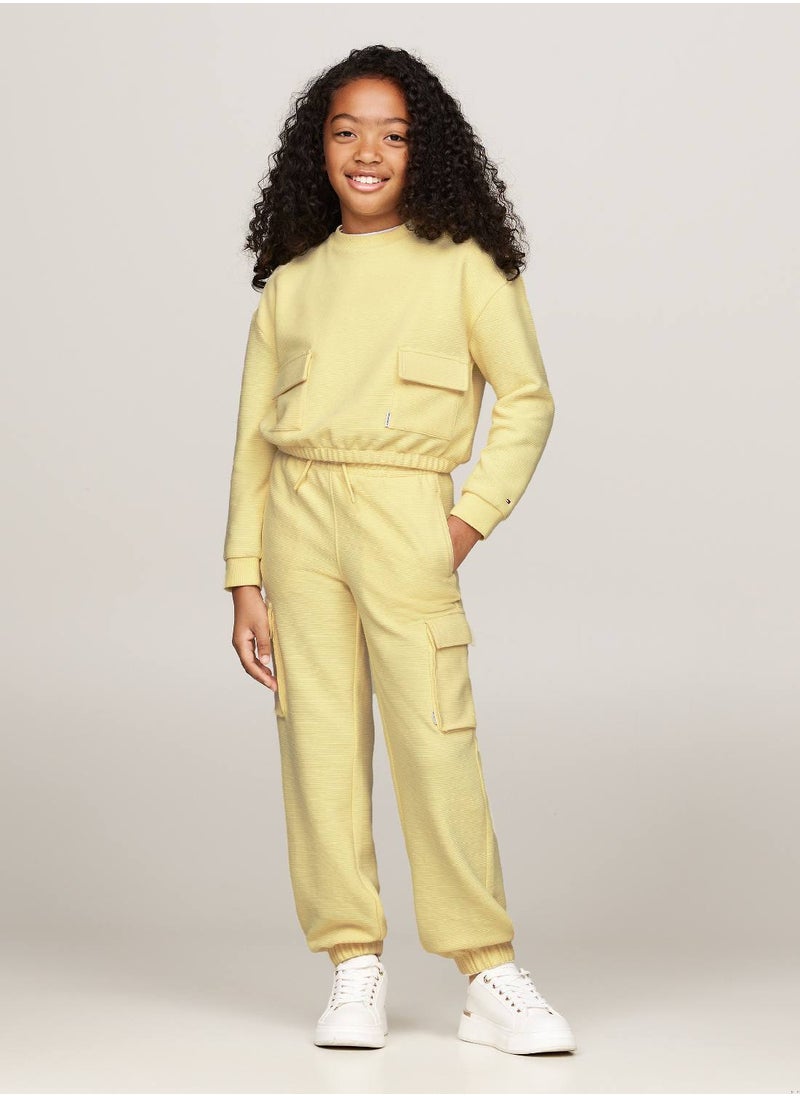 TOMMY HILFIGER Girls' Utility Sweatpants - Cotton, Yellow  - Image 5