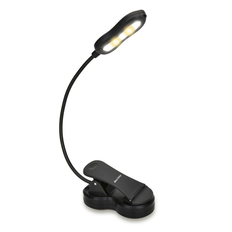 Merisky Rechargeable Book Light: Clip on LED Book Light for Reading in Bed - Adjustable 3 Color 3 Brightness - 60 Hours Eye Care Reading Lamp-Lightweight & Portable for Bed &Travel (Black) - Image 1