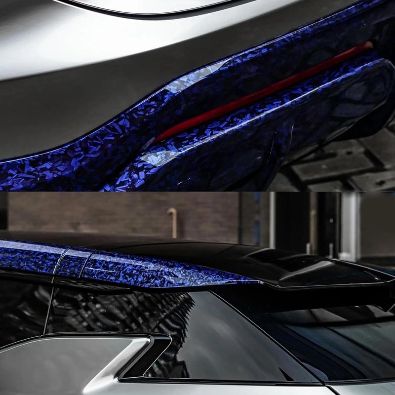 Foneso Blue Forged Carbon Fiber Vinyl Wrap, Self Adhesive Film, High Glossy Car Wrap Roll, Auto Interior Stickers Sheets Films Wraps Without Bubble for DIY Use 1ft x 5ft - Image 2