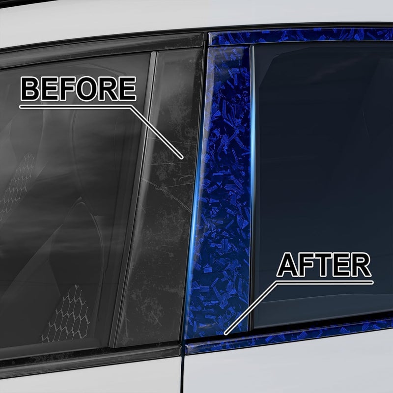 Foneso Blue Forged Carbon Fiber Vinyl Wrap, Self Adhesive Film, High Glossy Car Wrap Roll, Auto Interior Stickers Sheets Films Wraps Without Bubble for DIY Use 1ft x 5ft - Image 4