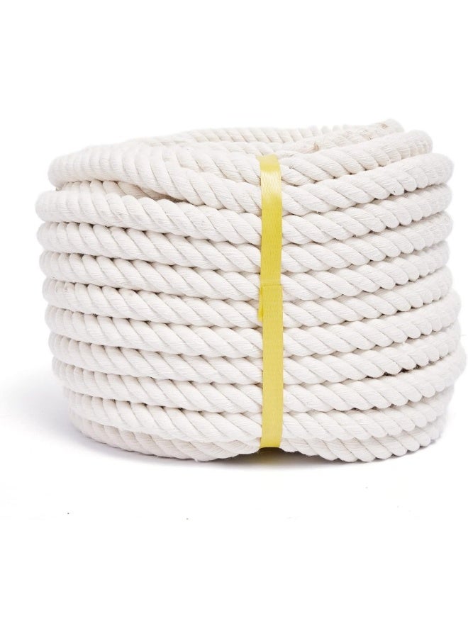 Premify 16Mm White Cotton Rope, Natural Macrame Long Cotton Cord, Durable Handmade Art Material For Craft Wall, Hanging Plants, Drawstrings, Gardening, Home Decorations (1 X 10M White)  - Image 1
