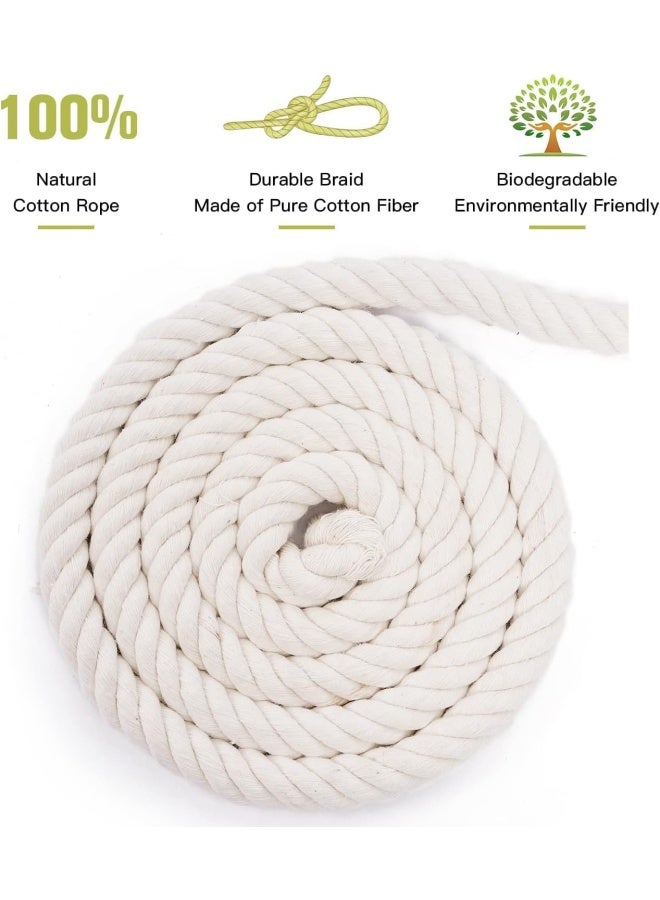 Premify 16Mm White Cotton Rope, Natural Macrame Long Cotton Cord, Durable Handmade Art Material For Craft Wall, Hanging Plants, Drawstrings, Gardening, Home Decorations (1 X 10M White)  - Image 3