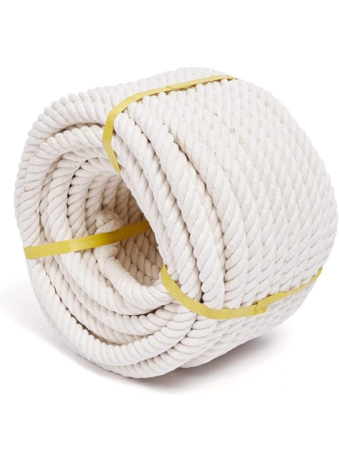 Premify 16Mm White Cotton Rope, Natural Macrame Long Cotton Cord, Durable Handmade Art Material For Craft Wall, Hanging Plants, Drawstrings, Gardening, Home Decorations (1 X 10M White)  - Image 2