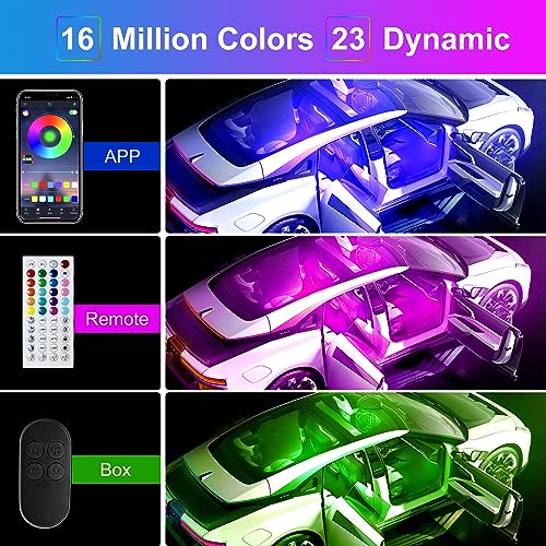 Hovano Car LED Lights - App Controlled Smart Interior Lights, DIY & Music Modes, RGB, 48 LEDs with USB Port, Perfect Car Accessories Gift - Image 5