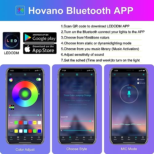Hovano Car LED Lights - App Controlled Smart Interior Lights, DIY & Music Modes, RGB, 48 LEDs with USB Port, Perfect Car Accessories Gift - Image 2