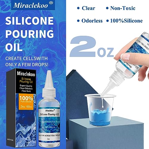 Miraclekoo Silicone Pouring Oil Cell Activator Pure Silicone Oil for Cell Creation in Acrylic Paint,2 Ounce - Image 2