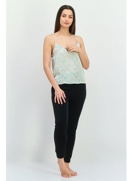 Lefties Women V-Neck Sleeveless Allover Print Tank Top, Green  - Image 4