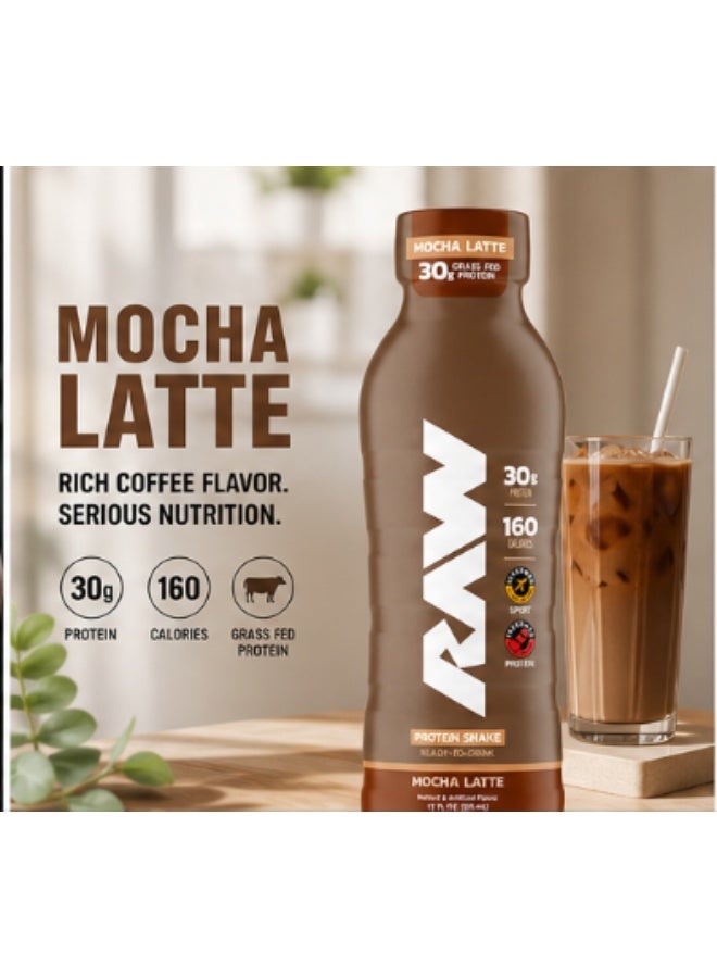 RAW Protein Shake – Mocha Latte (355ml / 12 fl oz) | 30g Grass-Fed Whey Protein, 160 Calories | Informed Sport Tested Ready-to-Drink Shake - Image 3