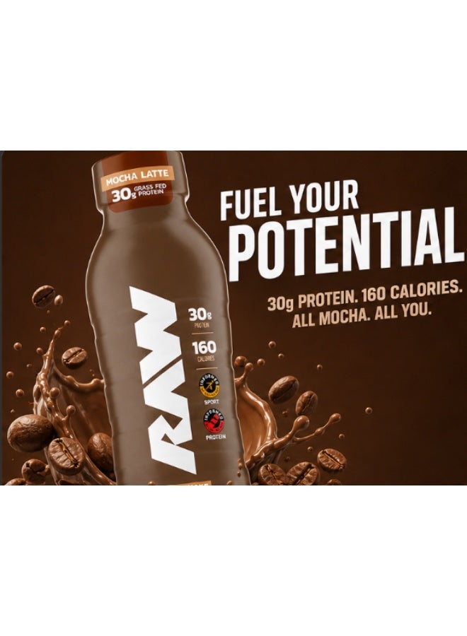 RAW Protein Shake – Mocha Latte (355ml / 12 fl oz) | 30g Grass-Fed Whey Protein, 160 Calories | Informed Sport Tested Ready-to-Drink Shake - Image 5