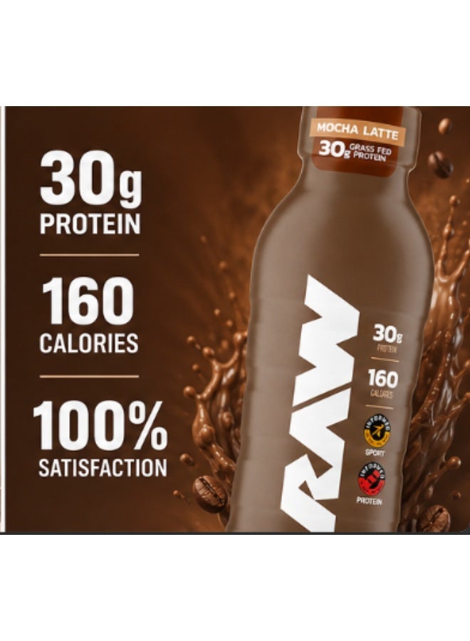 RAW Protein Shake – Mocha Latte (355ml / 12 fl oz) | 30g Grass-Fed Whey Protein, 160 Calories | Informed Sport Tested Ready-to-Drink Shake - Image 2