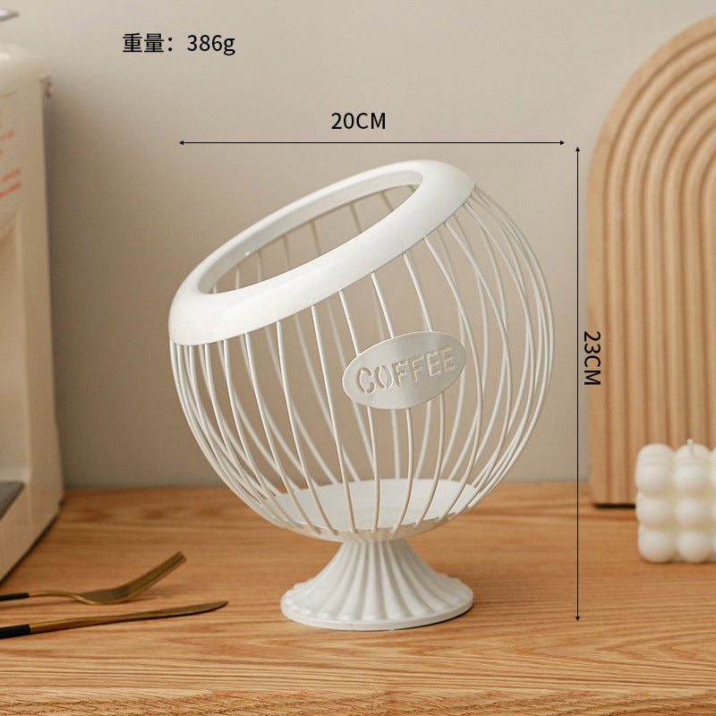 Border Wrought Iron Fruit Basket Coffee Capsule Storage Basket for Desktop Decoration, Snacks, Dried Fruits, and Sweets