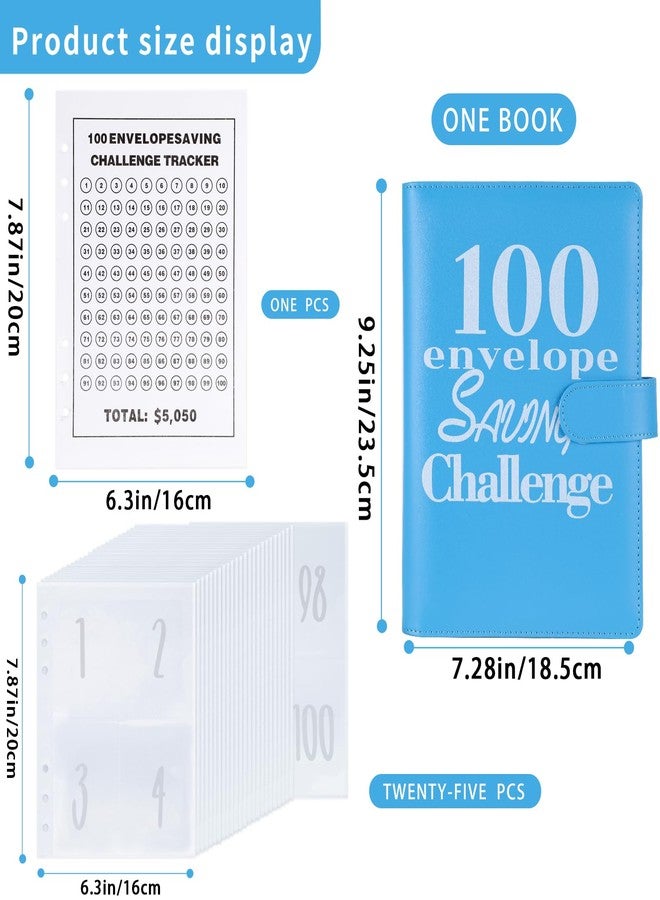 NICOOTH 100 Envelopes Money Saving Challenge Money Saving Binder 100 Envelope Challenge Binder Savings Binder Envelope A5 Savings Challenge Book (A5 Full Blue) - Image 2