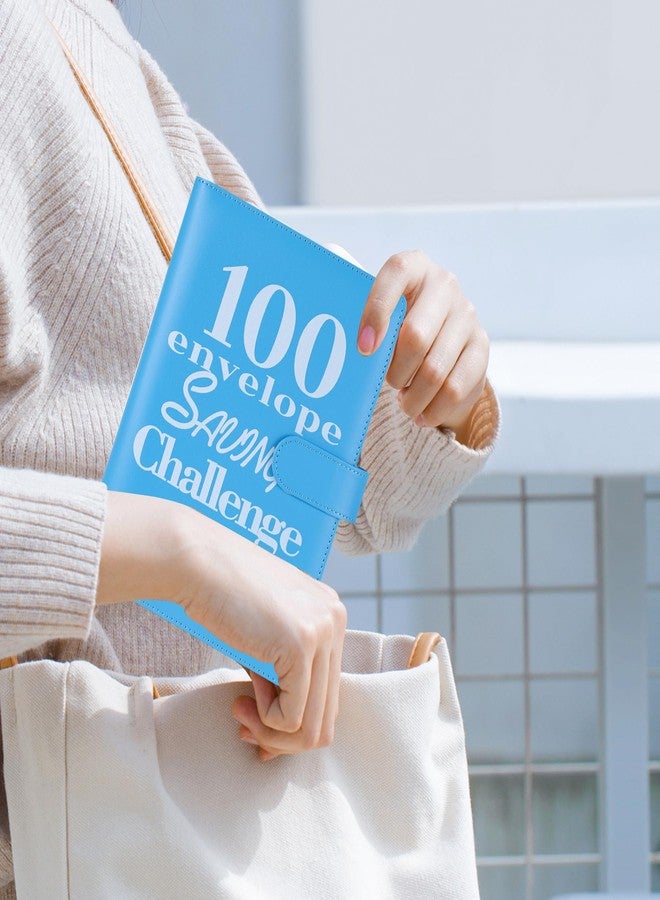NICOOTH 100 Envelopes Money Saving Challenge Money Saving Binder 100 Envelope Challenge Binder Savings Binder Envelope A5 Savings Challenge Book (A5 Full Blue) - Image 4