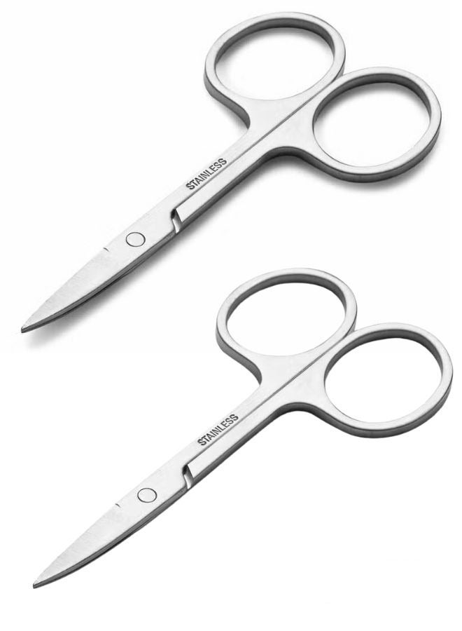 2مقص شعر الأنف والحاجب الصغير باللون الفضي - Image 1