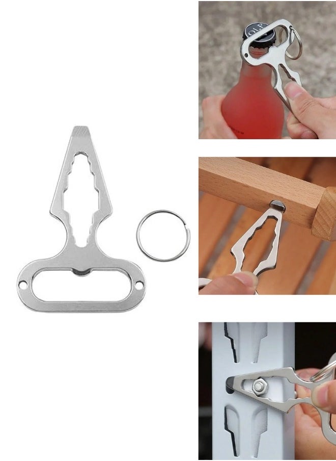 FALMER Keychain Bottle Opener Multi Tool, Stainless Steel Keychain Utility Gadget, Universal Everyday Carry Pocket and Backpack Tool  - Image 1