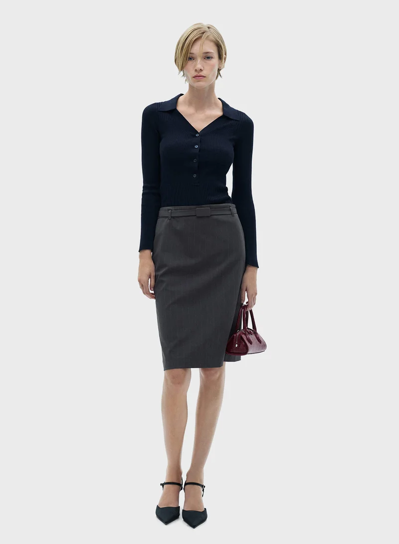 MANGO Ribbed Sweater With Buttons