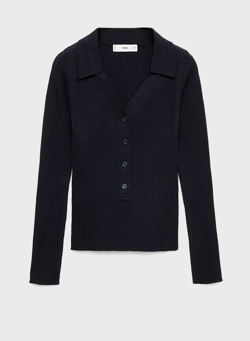 MANGO Ribbed Sweater With Buttons