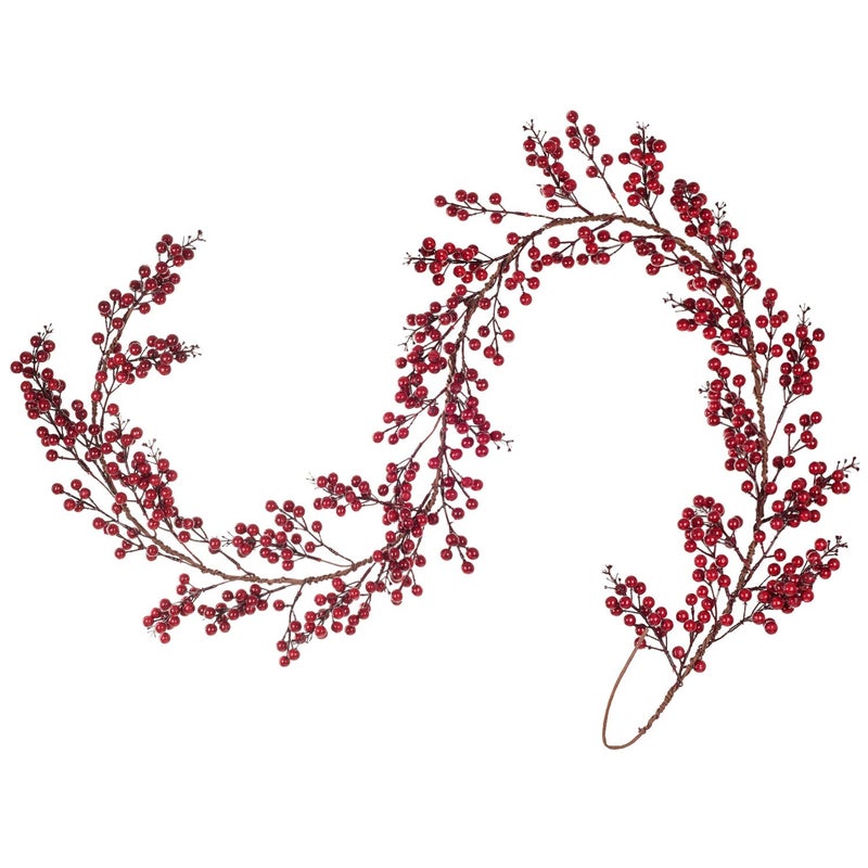 Lvydec Red Berry Garland Christmas Decoration  6ft Artificial Red Berry Garland with Bendable Stems for Holiday Fireplace Stairs Table Decorations