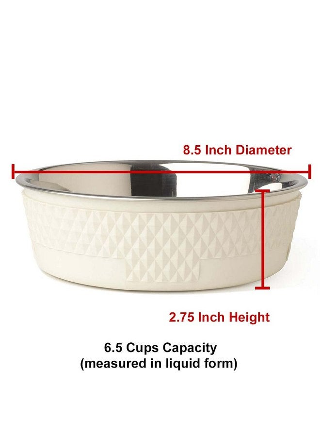 PetRageous 16011 Kona Stainless Steel Non-Slip Dishwasher Safe Dog Bowl 6.5-Cup 8.5-Inch Diameter 2.75-Inch Tall for Large and Extra Large Dogs and Cats, White - Image 2