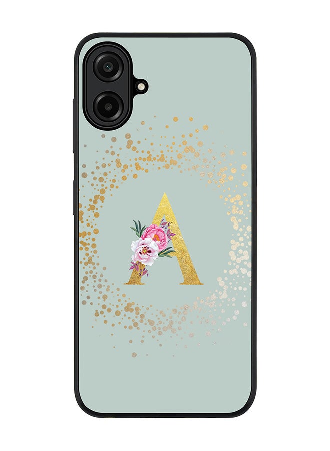 Stylizedd For Samsung Galaxy A07 4G Case,Slim fit Camera Protection, Shockproof Thin Phone cover  - Custom Monogram Floral - A  (Light Grey )