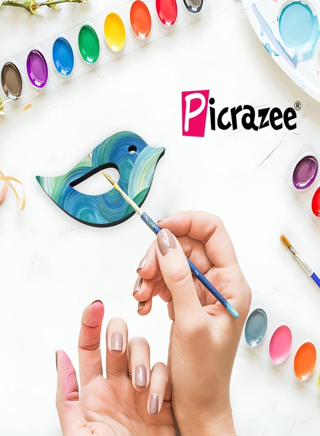PICRAZEE مجموعة طيور من خشب MDF من PICRAZEE (12 قطعة) قطع خشبية سادة فارغة لأعمال يدوية، أعمال فنية، ديكوباج، فن الراتنج، مشاريع حرفية، ديكور احتفالي للمنزل والمكتب (سمك 5.5 مم)، بني - Image 4