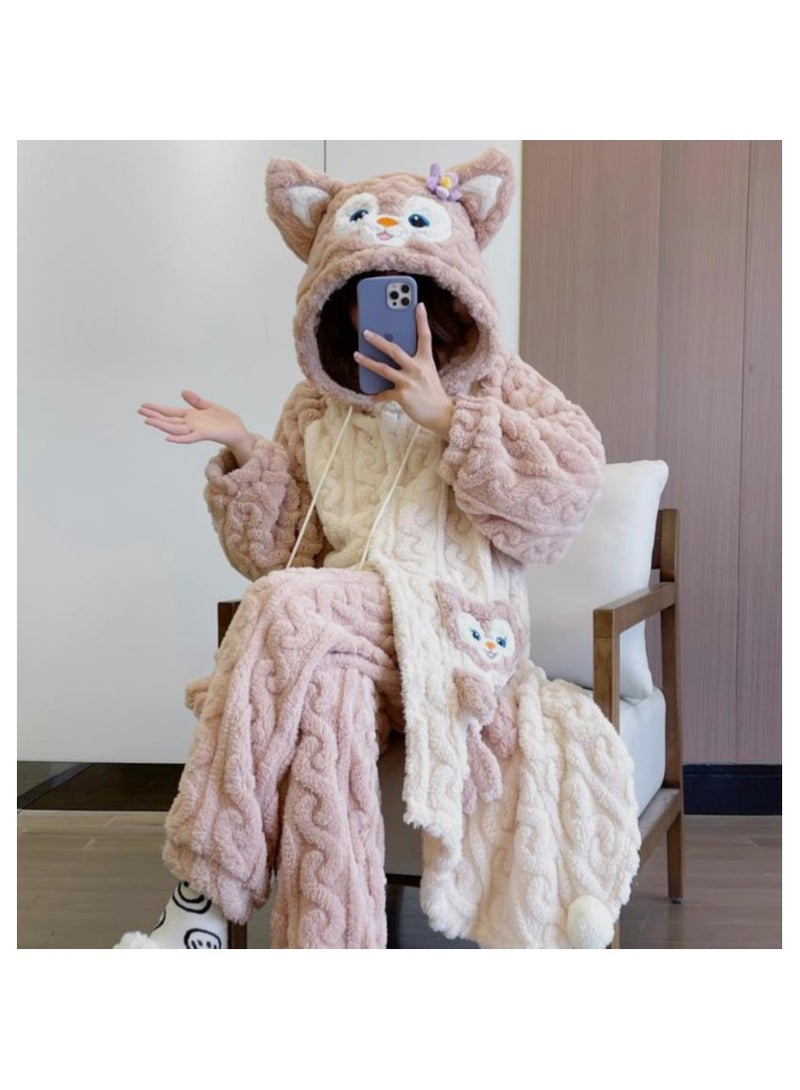 KUYING Autumn and winter plush insulation coral velvet cartoon pajamas, home wear pajamas  - Image 3