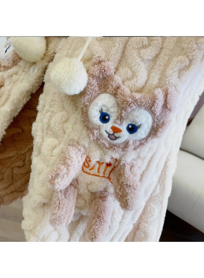 KUYING Autumn and winter plush insulation coral velvet cartoon pajamas, home wear pajamas  - Image 2