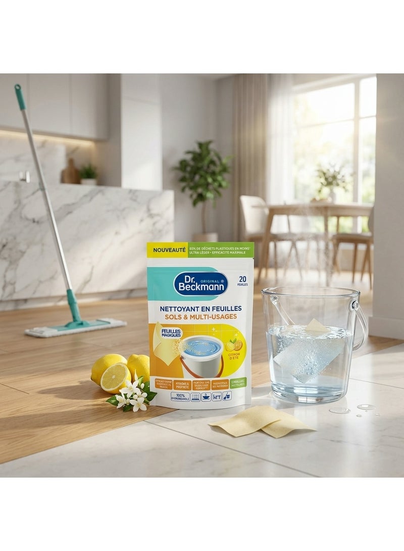 Dr. Beckmann Floor & Multi-Surface Cleaning Sheets, Summer Lemon Scent, 20 Sheets, 44g - Image 1