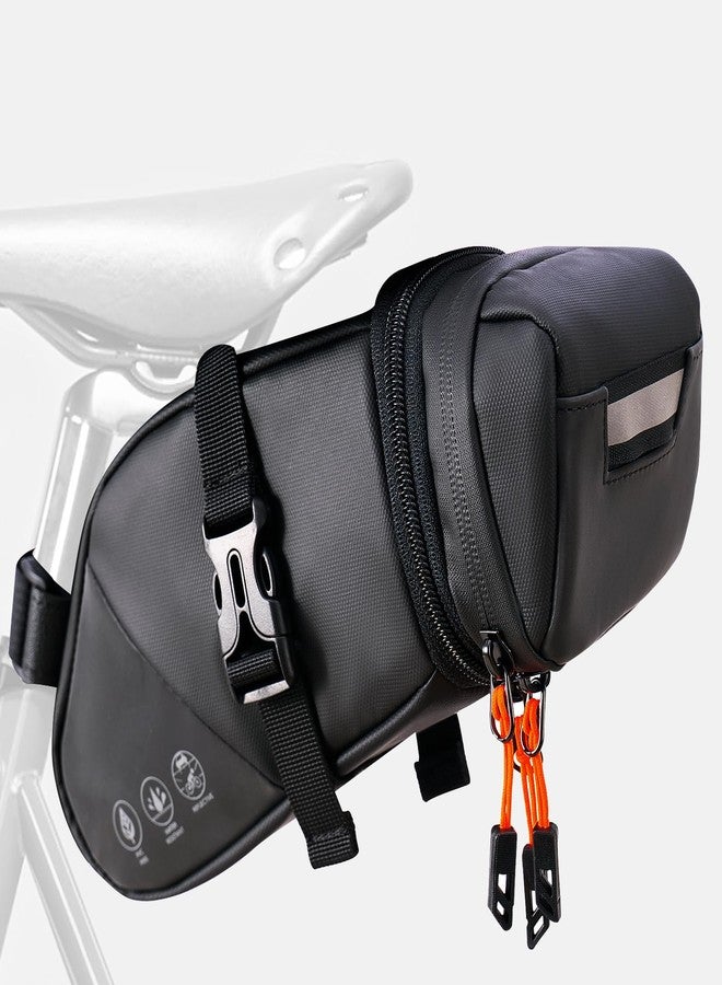 NDakter Bike Seat Bag, 2L Large Capacity Bicycle Saddle Bag,Waterproof Bike Pouch Under Seat, Storage Space adjustable Bike Storage Bag With Large Reflective Coating, Bike Tool Pack for Adult Bike - Image 1