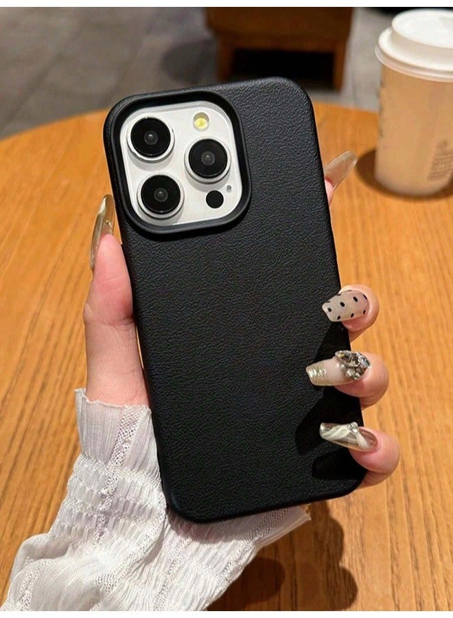 ShebSheb Faux Leather Texture Phone Case Compatible with iPhone 16 Pro,Slim TPU Soft Shockproof Protective Case - Image 1