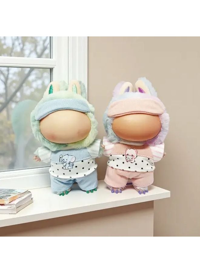 Blue Labubu Doll Clothes Set 3pcs With Hat Pants Shirt - Image 4