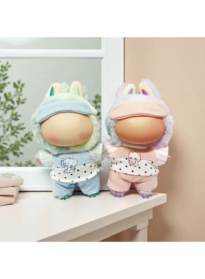 Blue Labubu Doll Clothes Set 3pcs With Hat Pants Shirt - Image 5