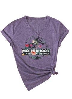 New MOTHERHOOD V-Neck Fashion Womens Tee 3812-purple (color picture)