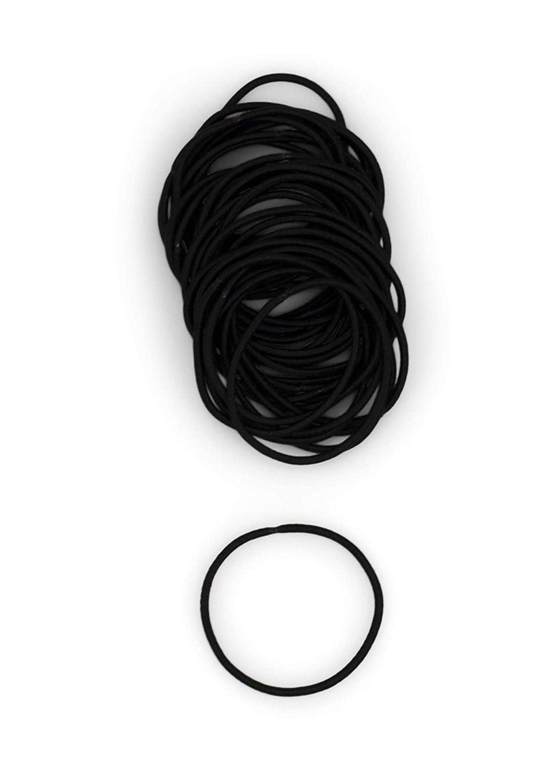 Y&D Hair Ties, Heliums Black Thin Elastics, Color Match Ties for Fine Hair, No Metal Ponytail Holder, 1.94 Inch Standard diameter, 100 Count  - Image 1