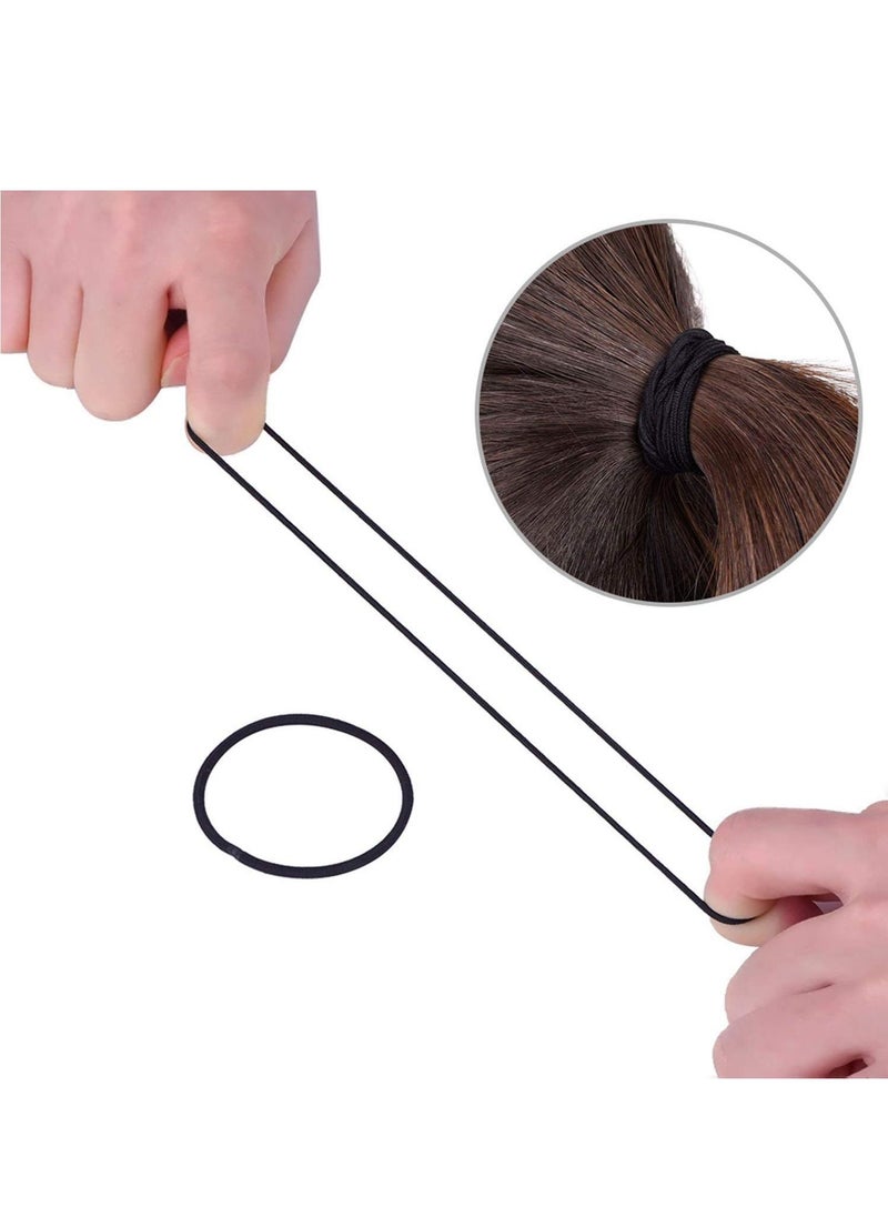 Y&D Hair Ties, Heliums Black Thin Elastics, Color Match Ties for Fine Hair, No Metal Ponytail Holder, 1.94 Inch Standard diameter, 100 Count  - Image 2