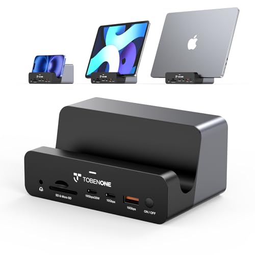 TOBENONE محطة توصيل توبين ون 18 في 2 لجهاز ماك بوك مع شاشتين مزدوجتين 4K@60Hz، محول طاقة 150 واط، شحن 20 واط، محطة توصيل USB C مع 2 HDMI وDP، 7 USB، Ethernet بسرعة 2.5Gbps، 2 صوت، قاعدة توصيل لجهاز ماك بوك برو - Image 1