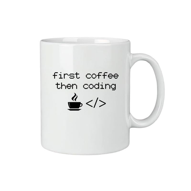 KNITROOT Ceramic Coffee Mug Microwave Safe First Coffee Than Coding Print Premium Ceramic Mug Tea Mug Milk Mug Cup for Gift Best Return Gift Best Gift White Mug 250ml85oz - Image 2