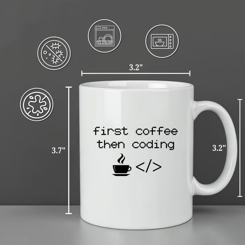 KNITROOT Ceramic Coffee Mug Microwave Safe First Coffee Than Coding Print Premium Ceramic Mug Tea Mug Milk Mug Cup for Gift Best Return Gift Best Gift White Mug 250ml85oz - Image 4